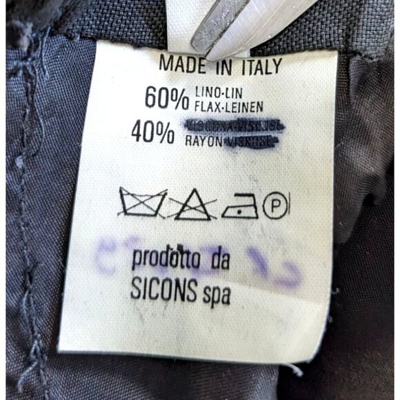 Rare Vtg 80s EMPORIO ARMANI Linen-Blend Black Cropped Jacket Size IT 46/ US 10 - Picture 6 of 12